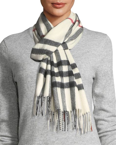 burberry giant check cashmere scarf natural white|burberry check cashmere scarf sale.